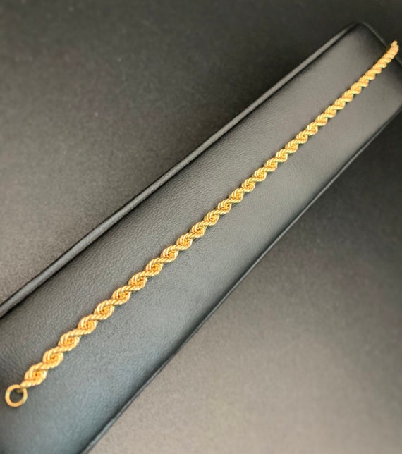 10K Gold Rope Chain 3 Mm Bracelet Italian Rope Chain Bracelet