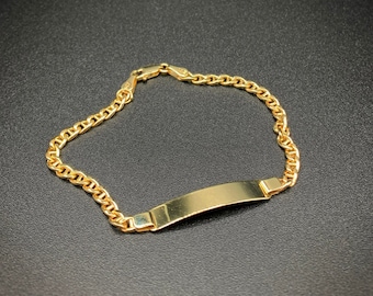 10K Gold Mariner Link, Mariner ID Link Bracelet, Yellow Gold Bracelet, Unisex Gold ID Bracelet,Unisex Mariner Link Bracelet,Mariner Bracelet