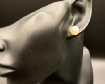 14K Freshwater Pearl Earrings,Cultural Pearl Studs,Culturual Pearl Earrings,Pearl Studs,14K Yellow Gold 10 mm Cultured Pearl Stud Earrings