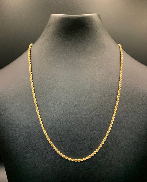 10K Yellow Gold Solid Diamond Cut Rope Chain Necklace (5mm, 26