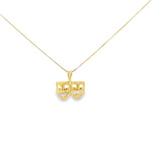 10K Gold Mask Pendant,10K Gold Peculiar Mask Pendant, Peculiar Pendant, Gold Mask Pendant, Theatre Gold Mask Pendant, Tragedy Comedy Pendant