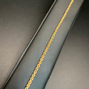 10K Gold Italian Rope Chain Bracelet, 2.5 mm Rope Chain Bracelet, Women&#39;s Rope Chain Bracelet ,Gold Rope Chain Bracelet,Mens Rope Chain Link