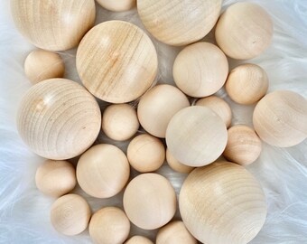 5 Sizes TESION 88 Pcs Natural Round Wood Ball Wood Craft Balls Unfinished Round Wooden Balls for DIY Craft Projects Jewelry Making Art Design