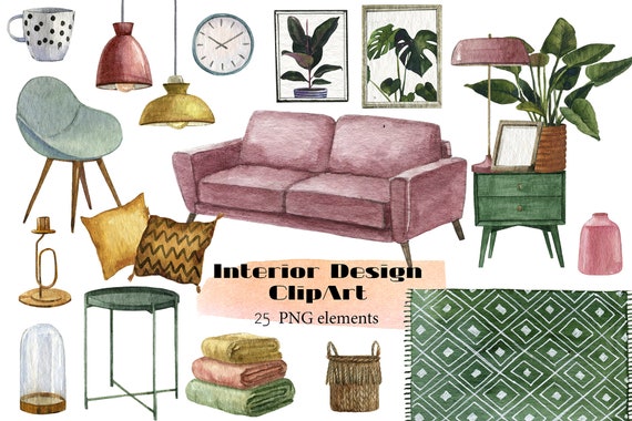 Innen Dekor Szene Schopfer Wohnzimmer Design Clipart Innen Etsy
