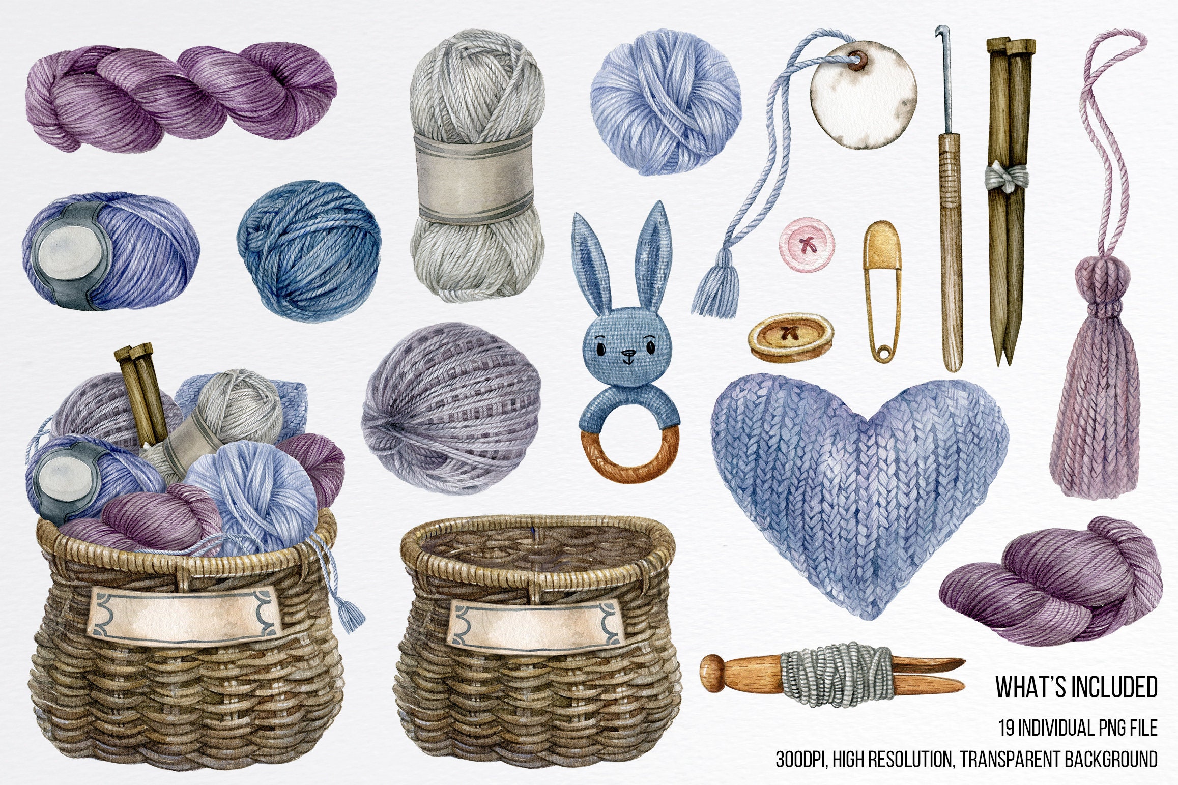 Watercolor Clip Art Hobby Knitting And Crochetingnatural Scandinavian  Colors Brown White Beige Wool Yarn Bottons Cute Clipart Set Collection Of  Hand Drawn Balls Of Yarn For Knitting Stock Illustration - Download Image