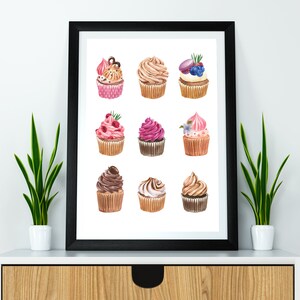 Watercolor Cupcake Clipart, Pink Sweets Clipart, Valentines Cupcakes ...