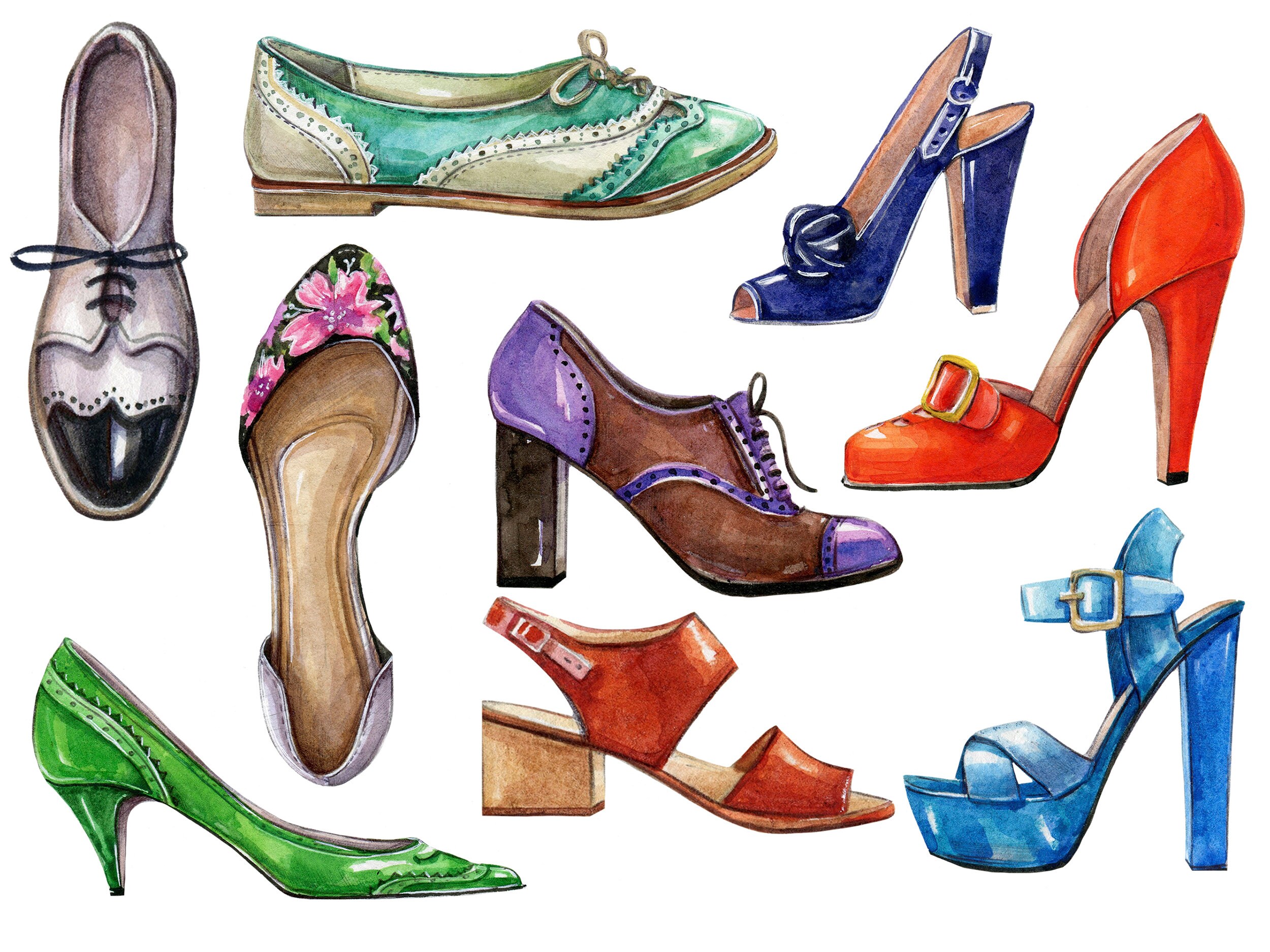 Fashion Shoes Clipart Watercolor Woman Shoes Collection. Etsy UK