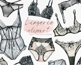 Watercolor lingerie clipart,fashion laced bras,woman panties clipart.Fashion underwear Illustration,Valentines day clipart,Bridal shower PNG