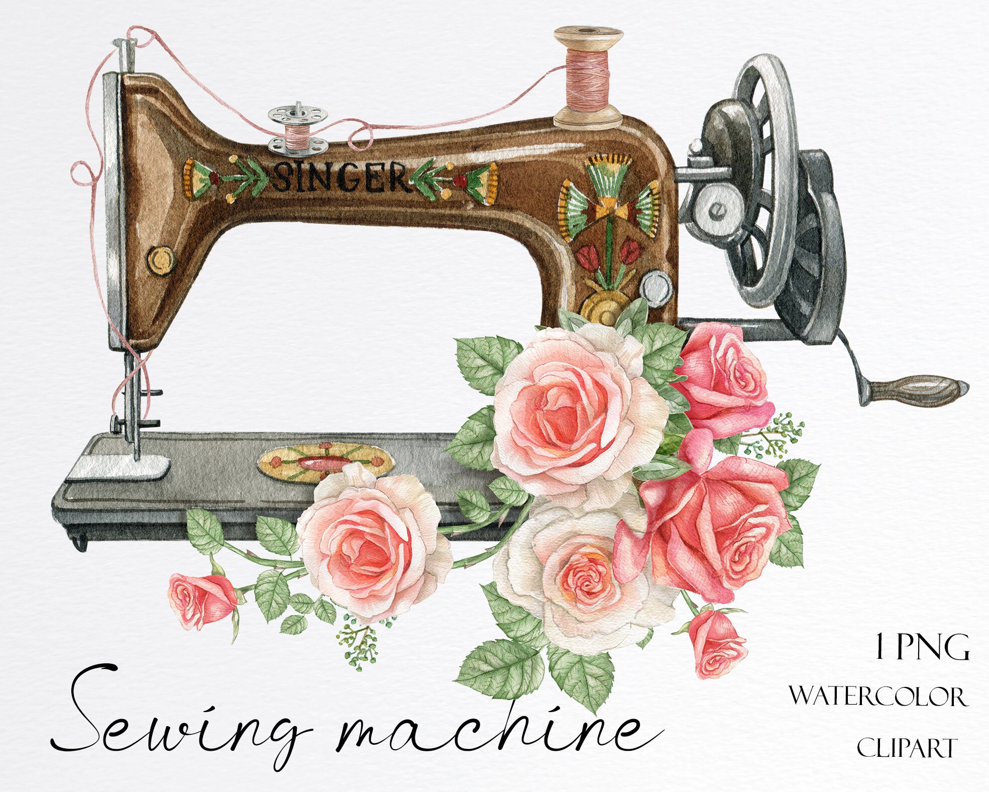 Vintage Sewing Machine Digital Download Clipart Sewing Machine