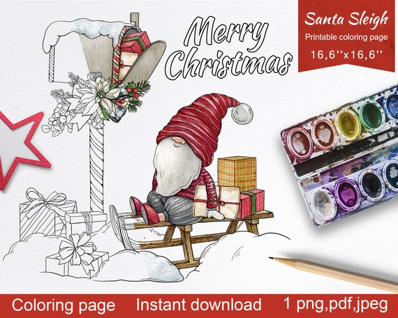 Christmas Gnome Adult Coloring Pagesanta Mail Coloring Page