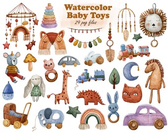 Juguete de acuarela para bebé, Imágenes prediseñadas de guardería boho, Imágenes prediseñadas de juguete para bebé recién nacido, png móvil. Accesorios para niños pequeños, Juguetes para niñas, Juguetes para niños, Imágenes prediseñadas de arco iris PNG