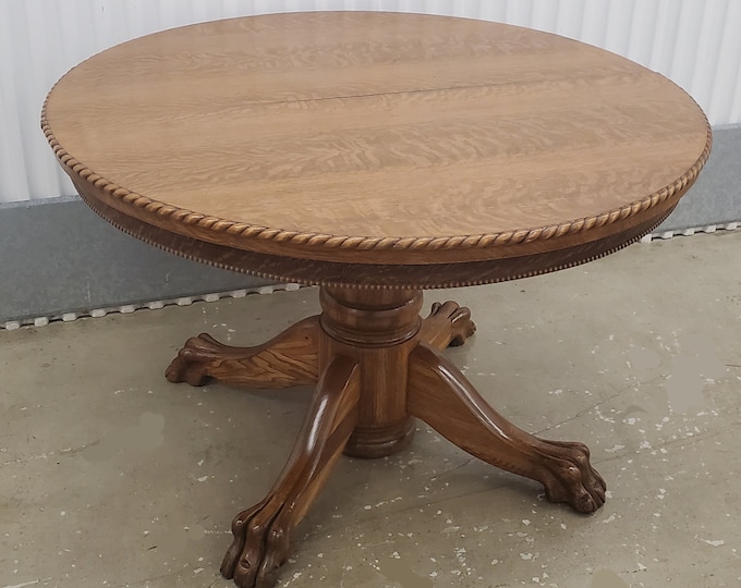 Antique Tiger Oak Wood Dining Table Antique Round Oak Table Etsy