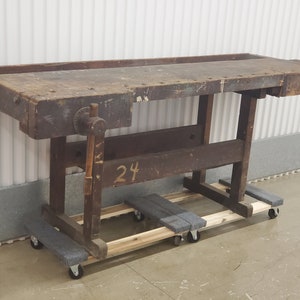 1900s Workbench, Sideboard Furniture, Workstation Computer Desk, Woodworking Workbench,C. Christiansen Workbench Made In Chicago