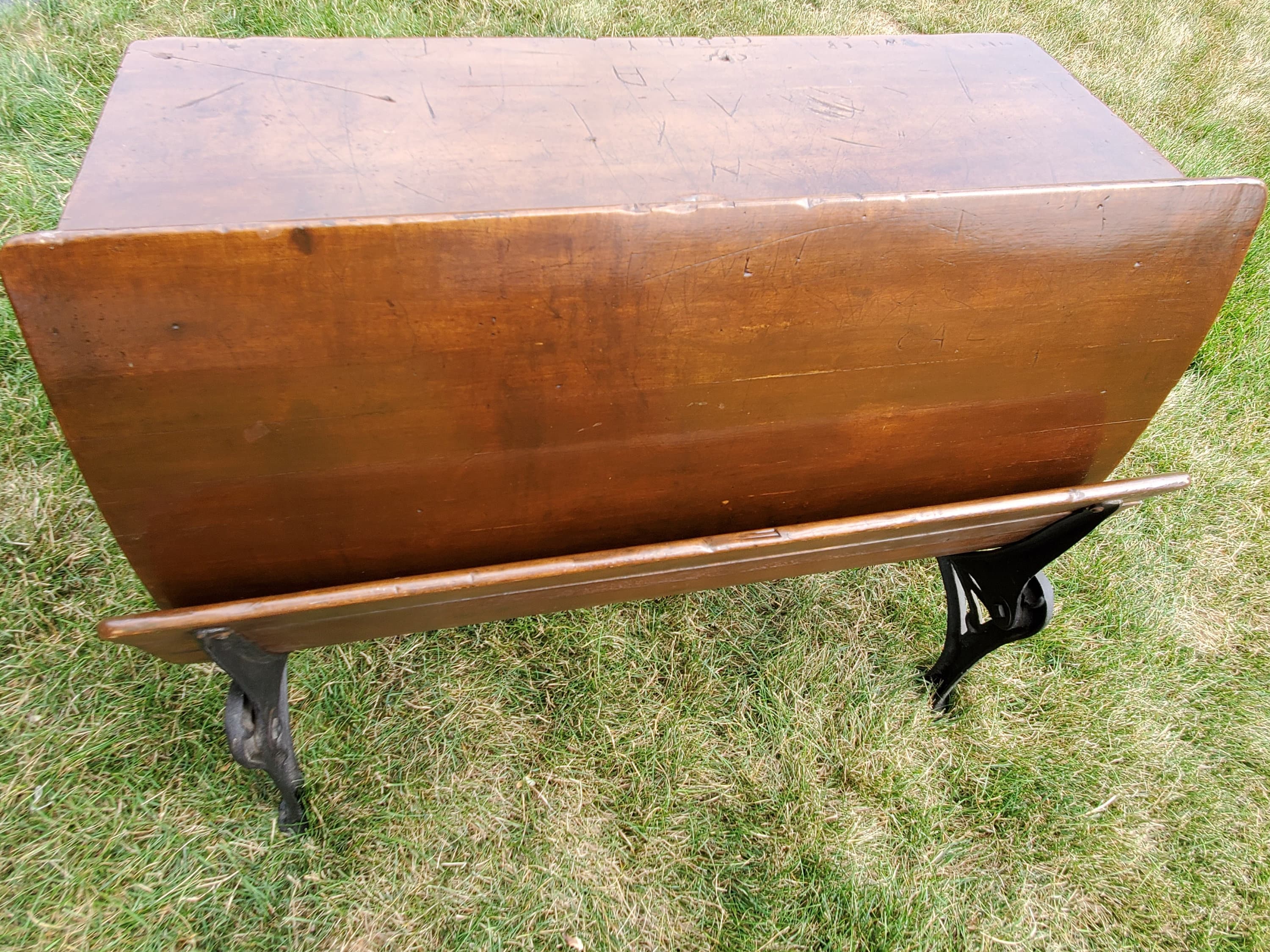 Antique School Desk, Two Seat Antique Desk, Cast Iron Desk, Old School