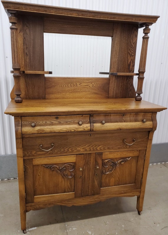 Antique sideboard with mirror deals