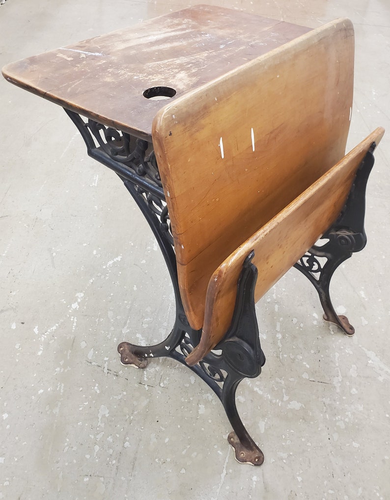 Antique School Desk Bench School Desk Antique Desk Cast Etsy