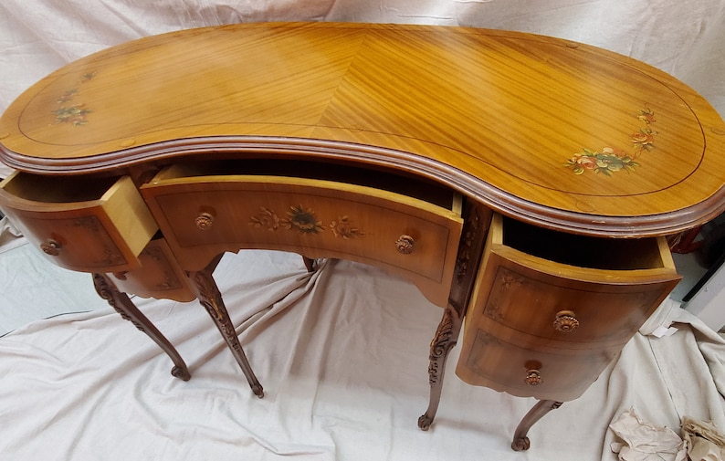Antique French Provincial Kidney Shaped Desk Vanity Etsy