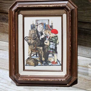 Vintage Norman Rockwell Etched Framed Artwork, Norman Rockwell Art