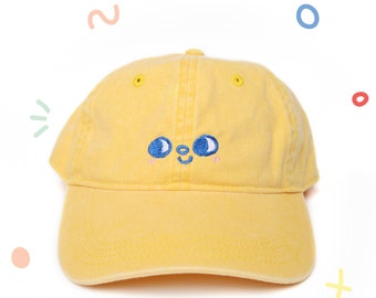 Bestickte Mütze mit errötendem Gesicht | Benutzerdefinierte Farben | Unisex | 6-Panel verstellbare Kappe | Papamütze | Einzigartiges Geschenk | Snippet Studios