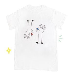 Screen Printed Matrix Shirt | Graphic Tee | Red Pill Blue Pill | Unisex |  Screenprint | Handmade | Cool Design | Unique Gift | Line Art