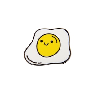 Egg Enamel Pin | Cute Hard Enamel Pin | Fried Egg Sunny Side Up | Breakfast Food Pin | Adorable | Metal Back | Original Design | Unique Gift
