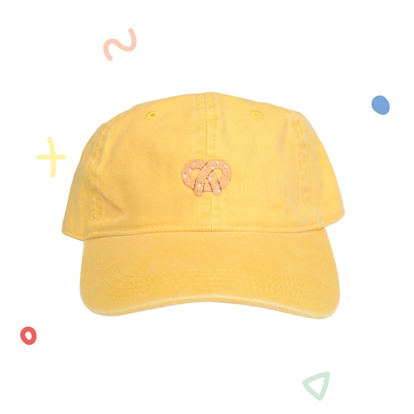 Embroidered Pretzel Hat | Custom Colors | Unisex | 6-Panel Adjustable Cap | Cute Dad Hat | Unique Gift | Foodie Hat | Snippet Studios