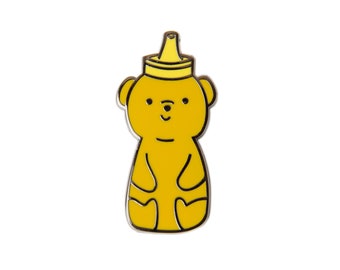 Honey Bear Enamel Pin | Cute Hard Enamel Pin | Food Pin | Adorable | Butterfly Metal Clasp Backing | Original Design | Unique Gift