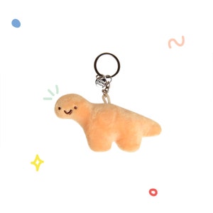 Dino Nugget Keychain | Plush Keychain | Fast Food | Snack | Adorable | Smiley Face | Chicken Nugget Charm | Original Design | Unique Gift