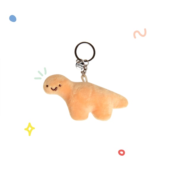 Dino Nugget Keychain Plush Keychain Fast Food Snack Adorable  Smiley Face Chicken Nugget Charm Original Design Unique Gift