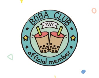 Boba Club Enamel Pin | Cute Hard Enamel Pin | Boba Bubble Tea Pin | Milk Tea | Adorable | Butterfly Clasp | Original Design | Unique Gift