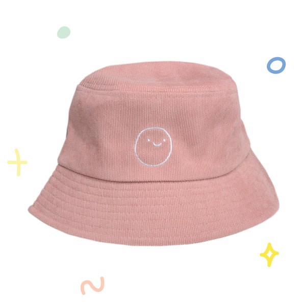 Embroidered Smiley Bucket Hat | Custom Colors | Unisex | Smile | Smiley Face | Corduroy | Summer Hat | Unique Gift | Snippet Studios