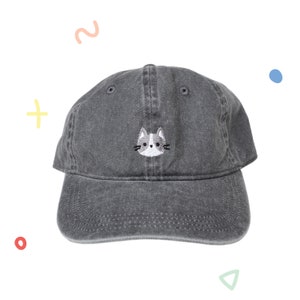 Embroidered Gray and White Tuxedo Cat Hat | Custom Colors | Unisex | 6-Panel Adjustable Cap | Dad Hat | Pets | Unique Gift | Snippet Studios
