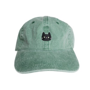Embroidered Black Cat Hat | Custom Colors | Unisex | 6-Panel Adjustable Cap | Dad Hat | Cats | Pets | Luck | Unique Gift | Snippet Studios