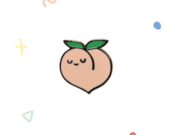 Peach Enamel Pin | Cute Smiling Hard Enamel Pin | Juicy Fruit Food Pin | Adorable | Metal Back | Original Design | Unique Gift