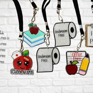 Classroom Hall Pass Set, School Year, Teacher, Classroom, Gift for Teacher, Cute, Toilet Paper, Apple, Nurse, Office, Notebook, Clipboard