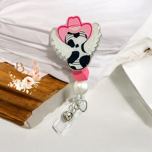 Flying Cowgirl Badge Reel, Peanut Ball, Birthing Peanut, Labor and Delivery, Baby Nurse, L&D, Maternity, OB, Keychain, Bag Charm