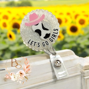 Let’s Go Girls Flying Cowgirl Peanut Ball Badge Reel, Labor and Delivery, Baby Nurse, L&D, Birthing Peanut, Maternity, OB, Bag Charm