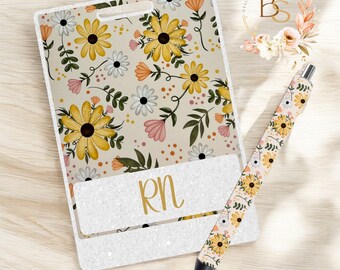 Sunshine Floral Badge Buddy, Personalized, Personalization, RN, Nurse, Gift Idea, Badge Accessories, Badge Pin Holder