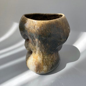 Unique Wood Fired Ceramic Vase Perfect for Home, Office Decor, Modern Artwork for Shelves, Libraries & Flower Arrangements Handcrafted image 1