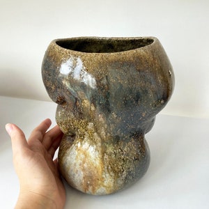 Unique Wood Fired Ceramic Vase Perfect for Home, Office Decor, Modern Artwork for Shelves, Libraries & Flower Arrangements Handcrafted image 3