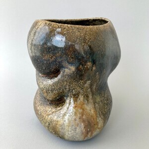 Unique Wood Fired Ceramic Vase Perfect for Home, Office Decor, Modern Artwork for Shelves, Libraries & Flower Arrangements Handcrafted image 4