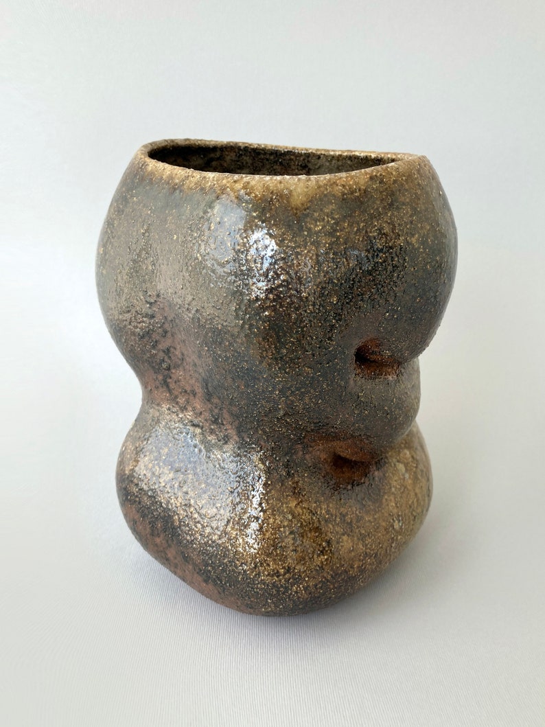 Unique Wood Fired Ceramic Vase Perfect for Home, Office Decor, Modern Artwork for Shelves, Libraries & Flower Arrangements Handcrafted image 5