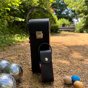 Duo de sacoche de pétanque 3 boules et sacoche cochonnets, pochettes fabriquées en France, cadeau artisanal parfait pour la fête des pères