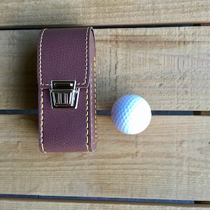 Bag for 3 golf balls, pretty and solid, belt clip Brown