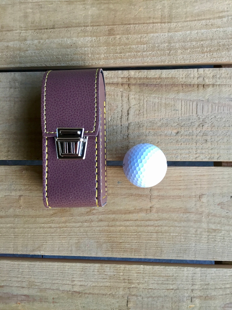 Bag for 3 golf balls, pretty and solid, belt clip Brown