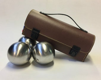 Sacoche de pétanque personnalisable marron et horizontale, pochette personnalisée fabriquée en France, cadeau artisanal