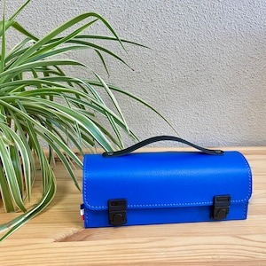 Borsa da bocce orizzontale blu personalizzabile, custodia realizzata in Francia, regalo fatto a mano perfetto per la festa del papà
