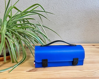 Customizable blue horizontal petanque bag, pouch made in France, perfect handmade gift for Father's Day