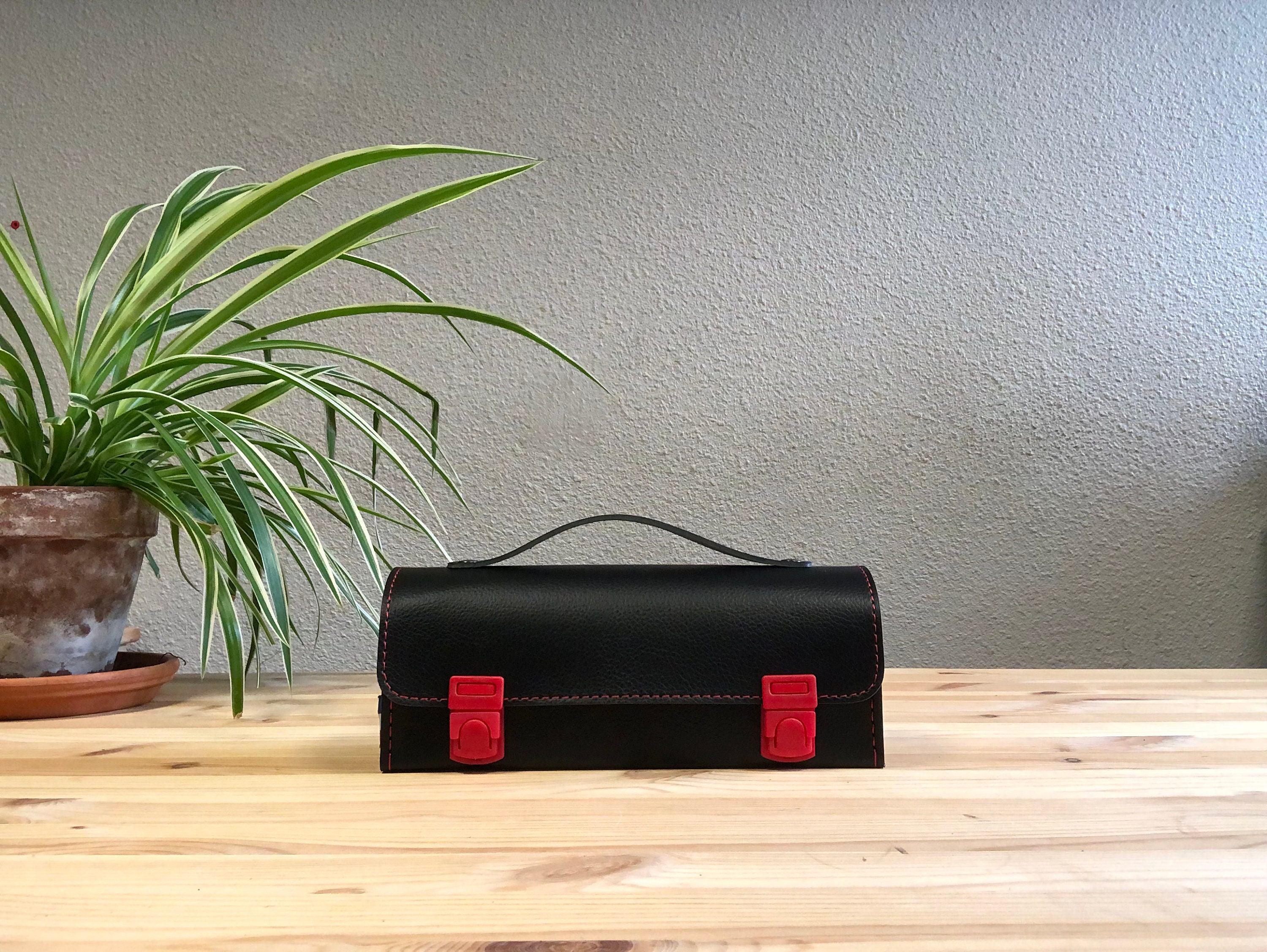 Customizable black horizontal petanque bag, pouch made in France, perfect handmade gift for Father's Day