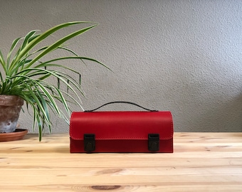 Customizable red horizontal petanque bag, pouch made in France, perfect handmade gift for Father's Day